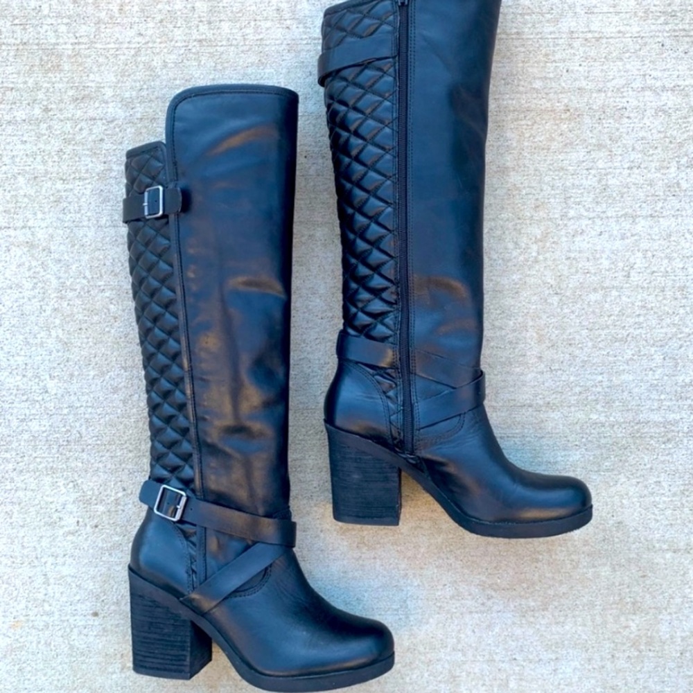 Lucky brand quilted high heel boot in black